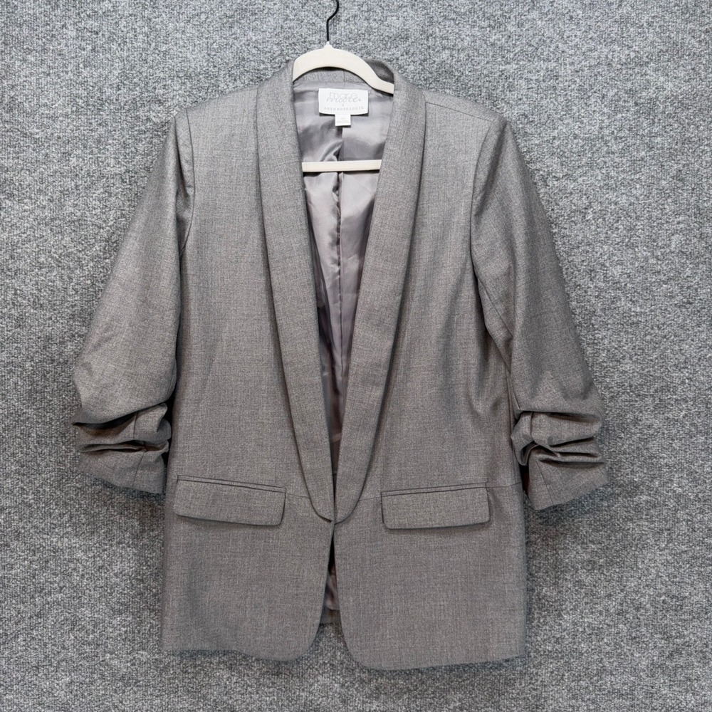 Mare Mare x Anthropologie Blazer Womens XS Gray Ruched Jacket Open Front
